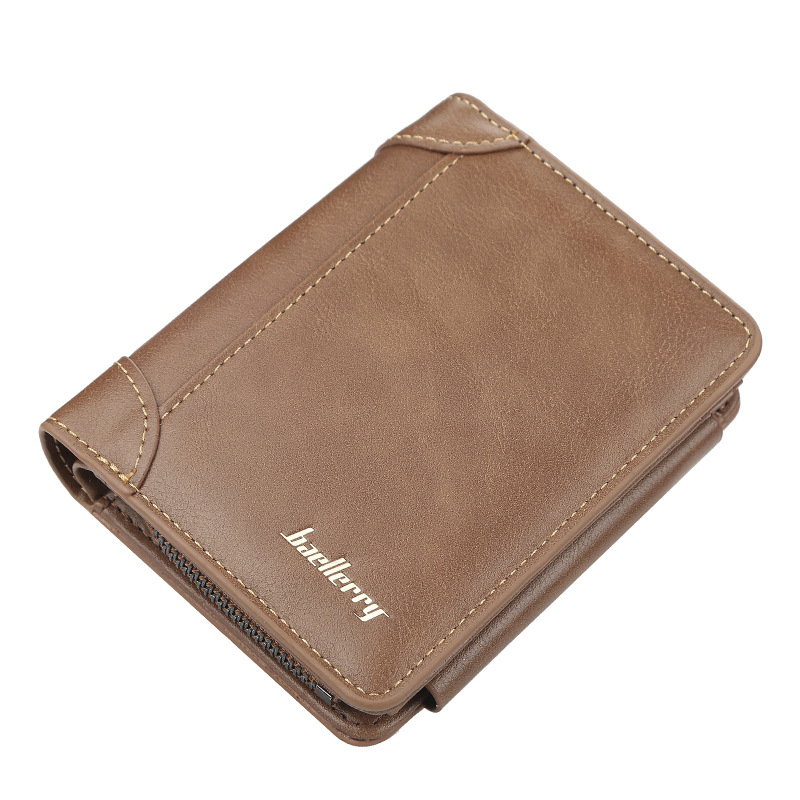 Picture of Wallet Men's Short baellerry European and American Multi-Card Three-Fold Zipper Coin Purse Fashionable Thin Card Bag for Men