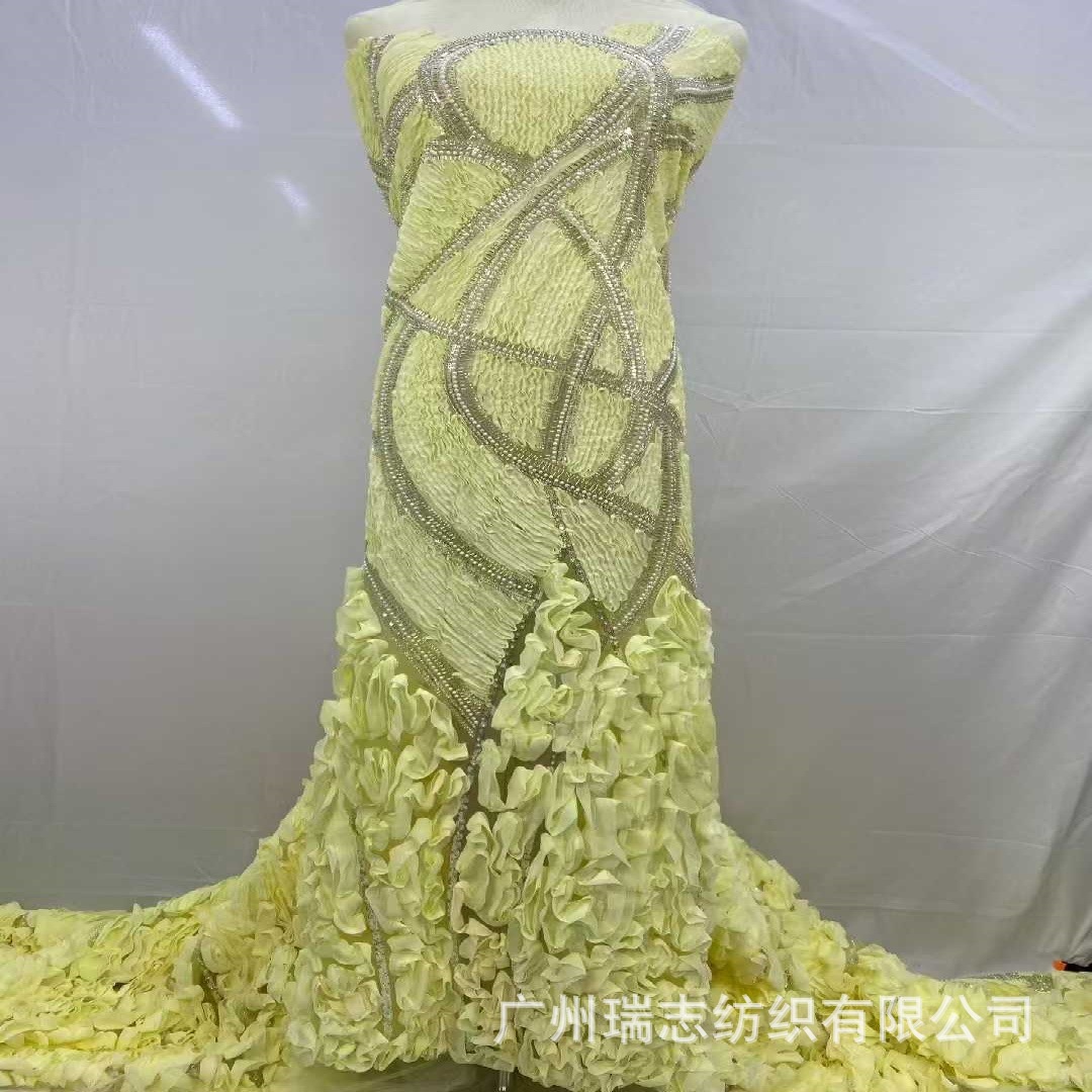 European and American wedding dresses computer embroidery cloth three-dimensional plate embroidery stage performance costume lace fabric Dress lace