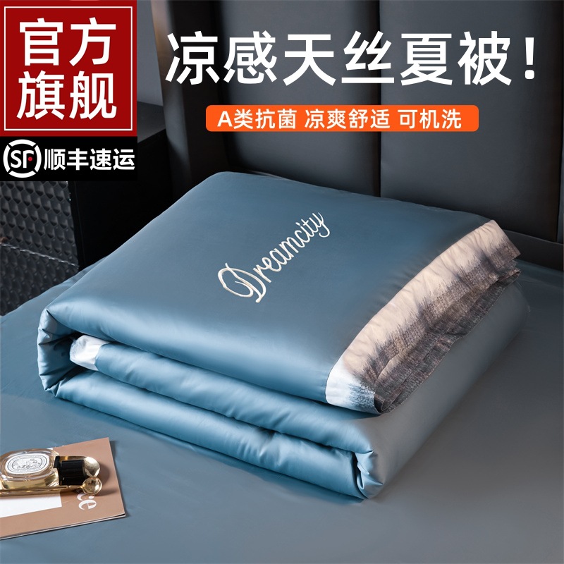 2025 New Summer Ice Silk Summer Cool Quilt Four-piece Air-conditioning Quilt Cool Summer Quilt Single Thin Machine Washable Quilt
