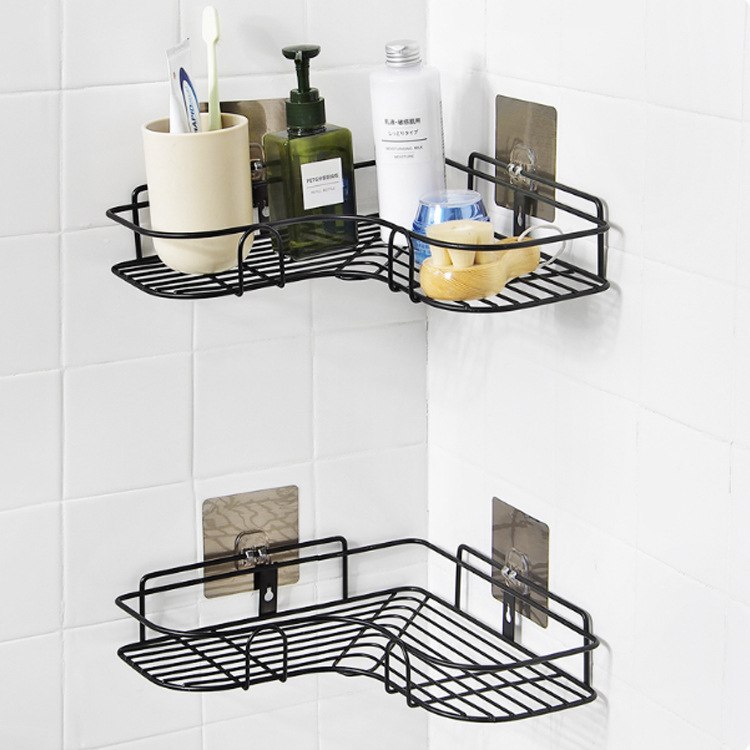 Bathroom Punch-Free Corner Storage Rack Bathroom Wash Rack Toilet Suction Wall Tripod Kitchen Wall Hanging Storage