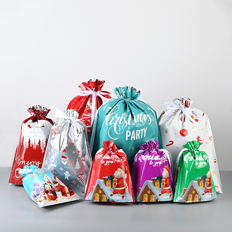 Picture of Cross-border Amazon Christmas Gift Bag Drawstring Bag Christmas Gift Packaging Bag Ping An Fruit Snowflake Crisp Bag