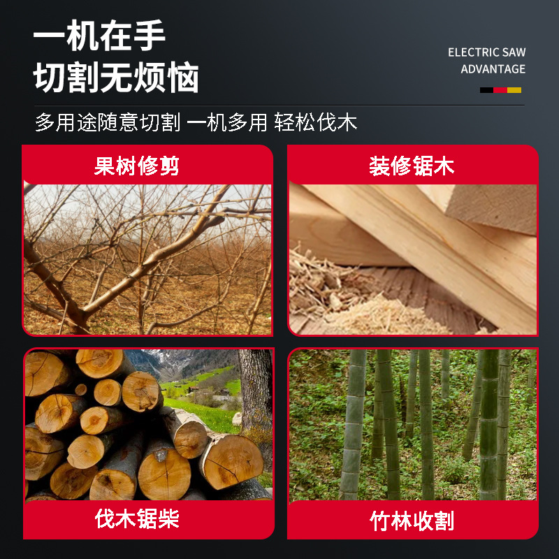 Picture of Household multifunctional handheld logging saw high-power electric chain saw woodworking portable small rechargeable plug-in electric saw