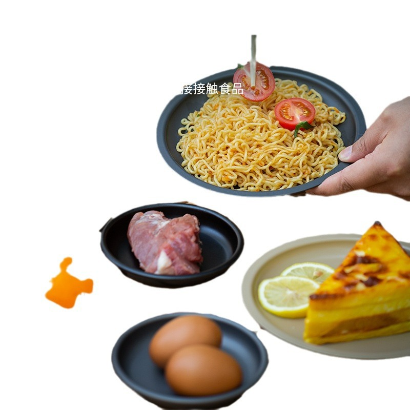 Picture of Outdoor dinner plate camping tableware portable tray plate aluminum alloy retro picnic plate picnic equipment