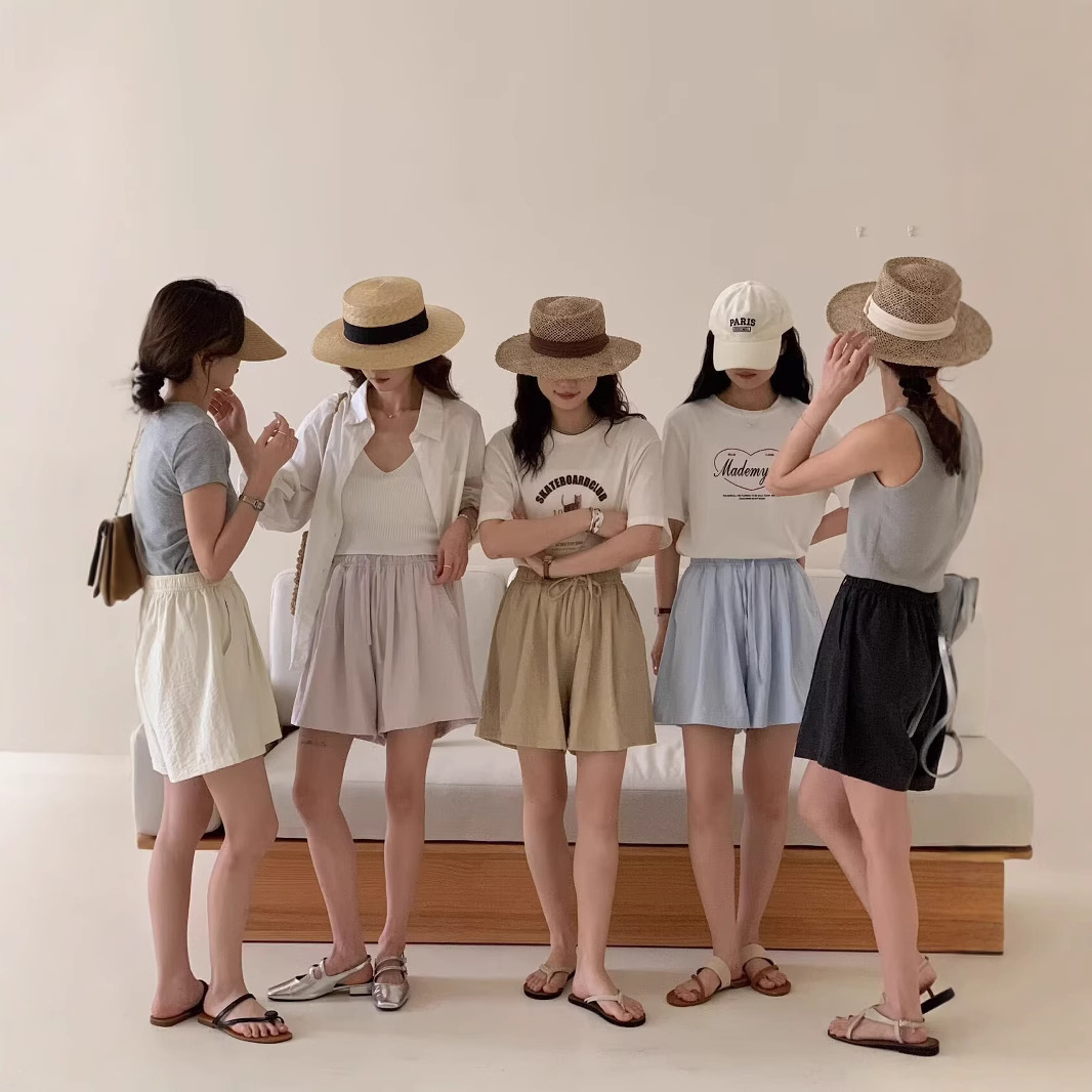 Mousse Paper Shorts Women's Loose Slimming Yamamoto Pants Casual Pants Pleated A- Shaped Milk Shorts Acetate Air Pants