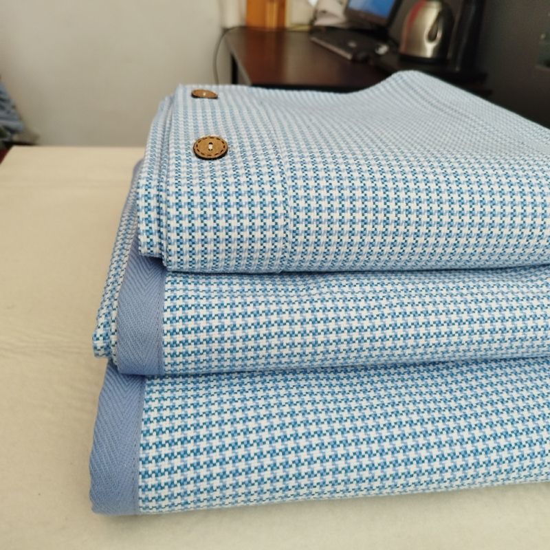 Picture of Summer Pure Cotton Coarse Cloth Cooling Mat Bed Sheet Three-Piece Set Kang Sheet Coarse Cloth Single Piece Linen Quilt Kang Sheet Houndstooth Pattern