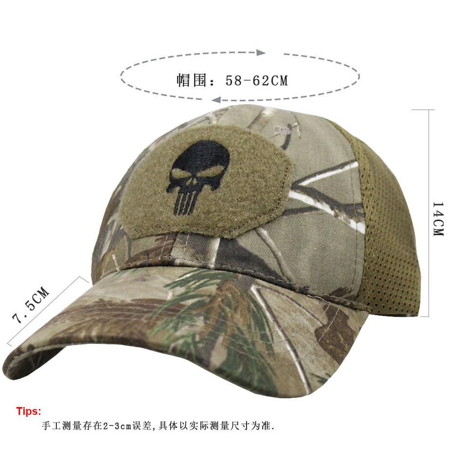 Picture of Summer Camouflage Baseball Cap Military Fan Outdoor Special Forces Tactical Hat Skull Fishing Sunshade Velcro Cap Men