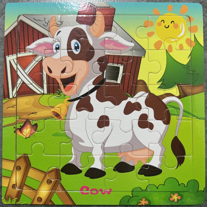 Picture of 20 Pieces of Wooden Kidsren's Intellectual Toys, Wooden Puzzles, Cartoon Animals, Street Stall Toys, Factory Direct Supply