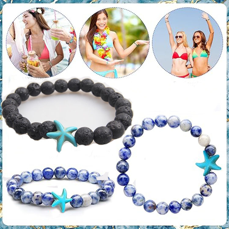 Picture of Zhou Lianfa 10 European and American Cross-border Bohemian Style Foreign Trade Starfish Tiger Eye Volcanic Stone Bracelet Summer Bracelet