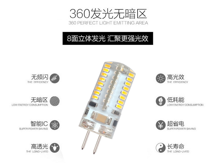 Picture of Thick foot lamp beads g5.3 energy-saving small bulb 220V corn lamp led pin low voltage 12v bulb bright light source