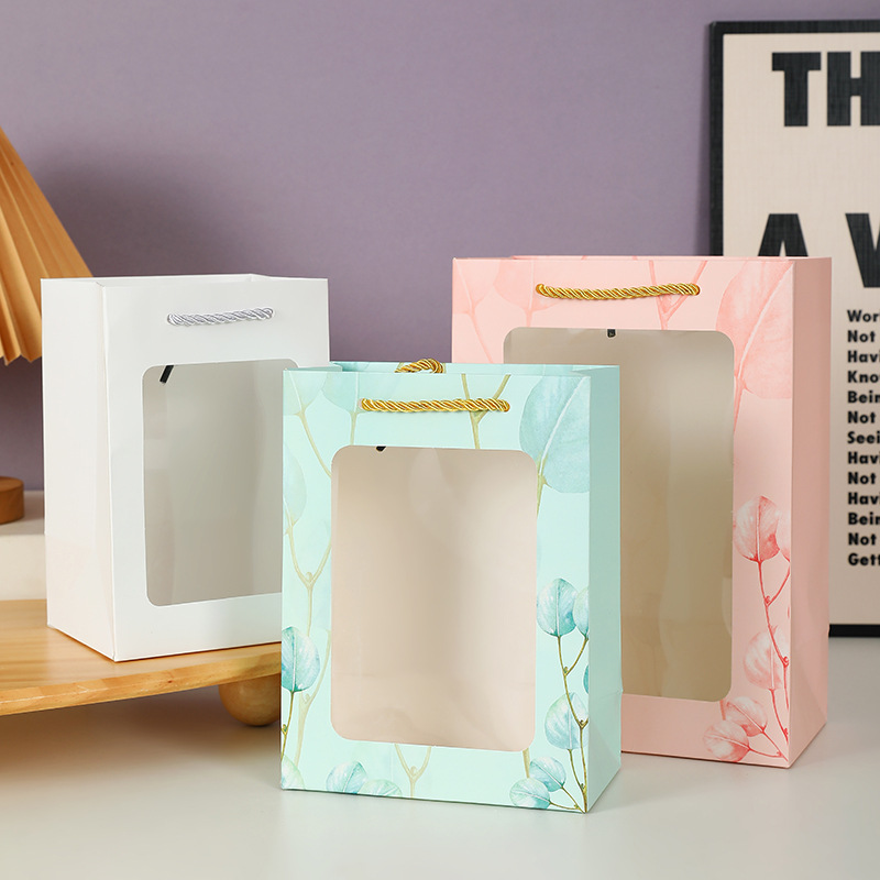 Window Bag, Transparent Window Bag, Creative Teacher's Day Gift Bag, New Year's Flower Bouquet Packaging Bag, Handbag Ready for Sale