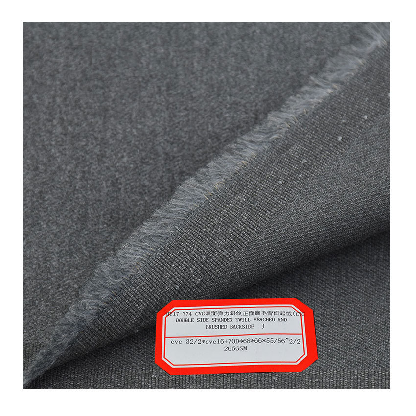 Cvc Four-Way Stretch Cotton-Polyester Twill Suit Fabric, Cotton-Polyester Front and Back Fleece Casual Pants Material