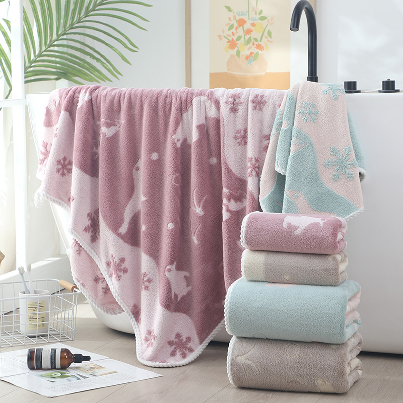 2025 New Coral Velvet Soft Edge Not Easy to Shed Hair Household Bath Towel Student Dormitory Face Washcloth