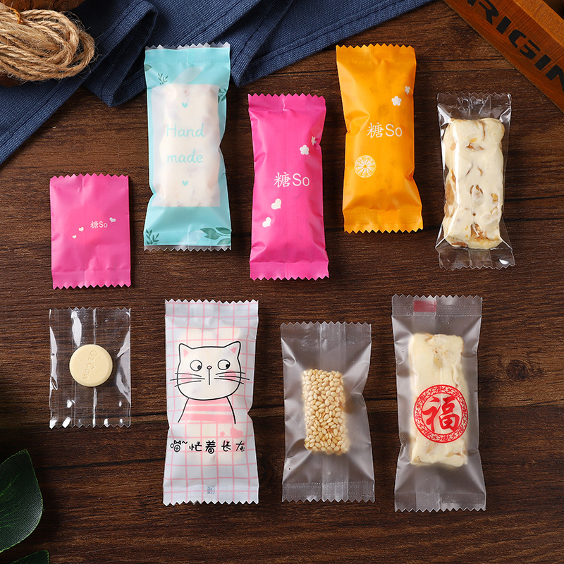 Nougat packaging bag sugar paper milk sheet packaging bag machine sealed baking candy packaging bag 100 pieces 200 pieces