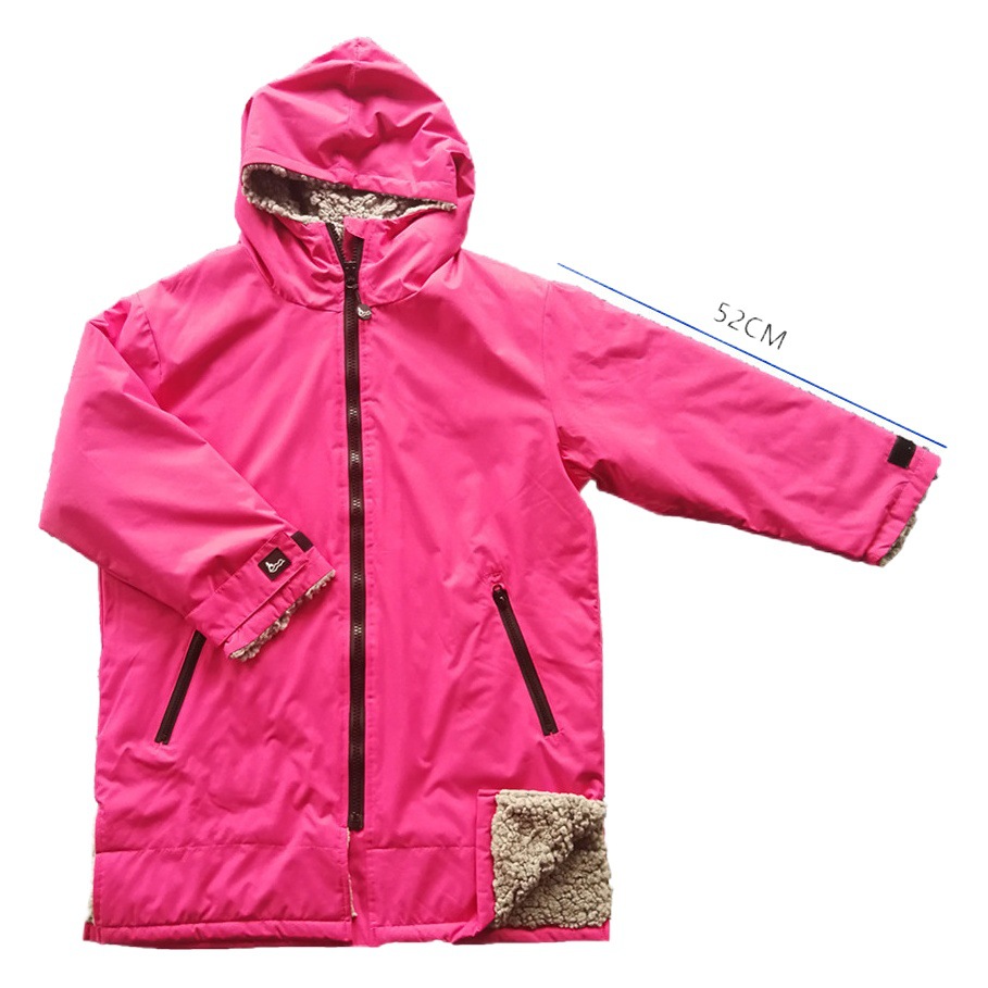British-Style Children's Fleece-Lined Thickened Swimming Cape, Quick-Drying, Windproof, Waterproof, Warm, Long Surf and Swim Windbreaker