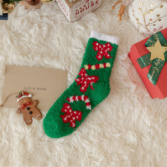 Picture of Cross-Border Supply of 2022 New Christmas Socks, Cute Colorfulful Santa Claus Coral Velvet Socks