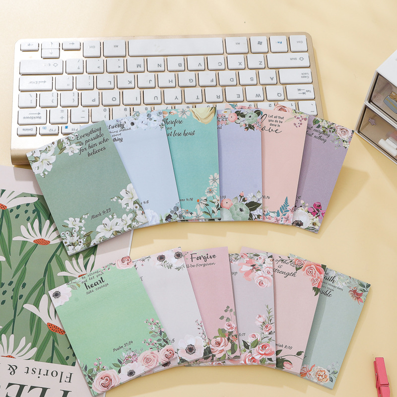 Cross-Border Handbook Note Paper Flower Ins Fresh N Times Sticker Tearable Message Note Memo Material Collage Base Sticker