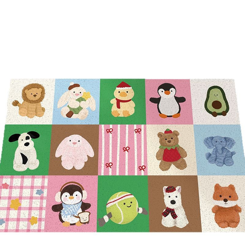 Picture of Entrance Floor Mat Healing Doll Silk Ring Entry Door Mat Cuttable Dust Removal Dirt Resistant Entrance Carpet Non-Slip Foot Mat