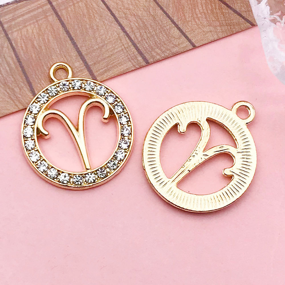 Picture of Twelve Zodiac Signs Cross-Border Zodiac Signs with Diamonds Alloy Accessories DIY Combination Necklace Earrings Pendant Pendant Accessories