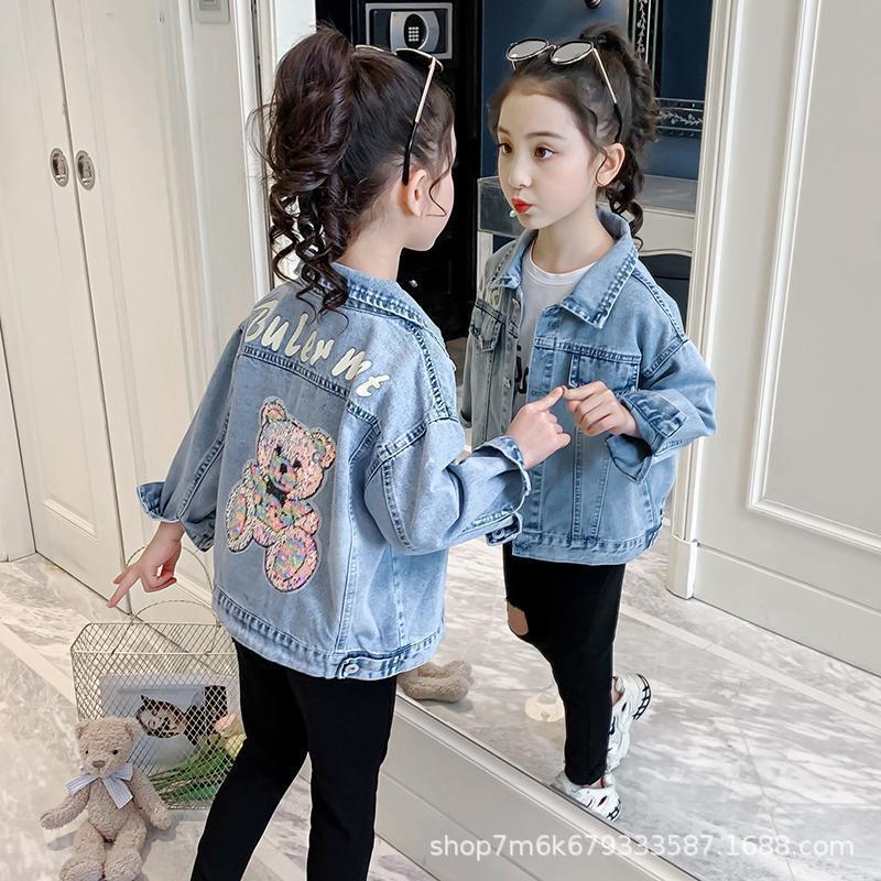 Picture of Girls' Spring Denim Jacket 2022 New Style Mid-Large Children's Spring Western Style Internet Popular Spring and Autumn Children's Top Girls' Trendy