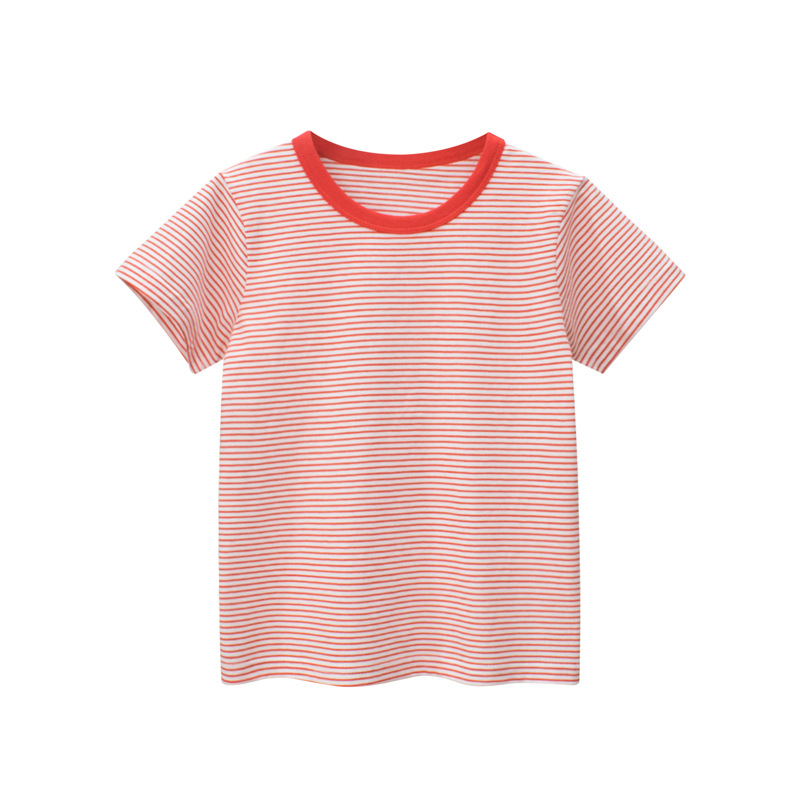 Picture of 2025 Summer Korean Style Kidsren's Clothing New Product Kidsren's Short-Sleeved T-Shirt Stripesd Baby Clothes Bottoming Shirt Drop Shipping