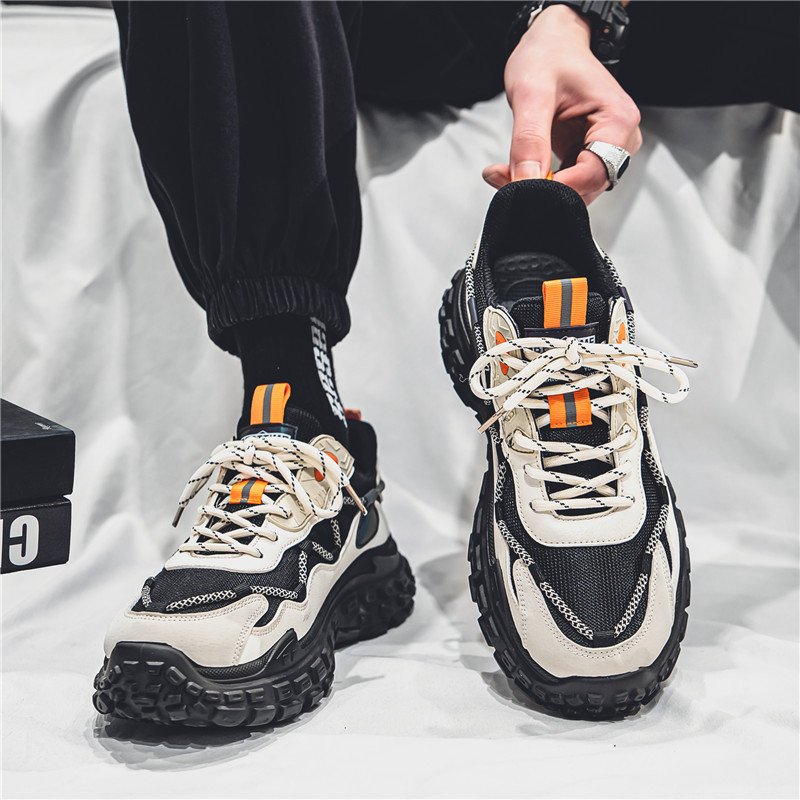 Internet Celebrity Popular Men's Shoes Summer Breathable Mesh All-match Sports Leisure Running Thick Bottom Tire Daddy Men's Trendy Shoes