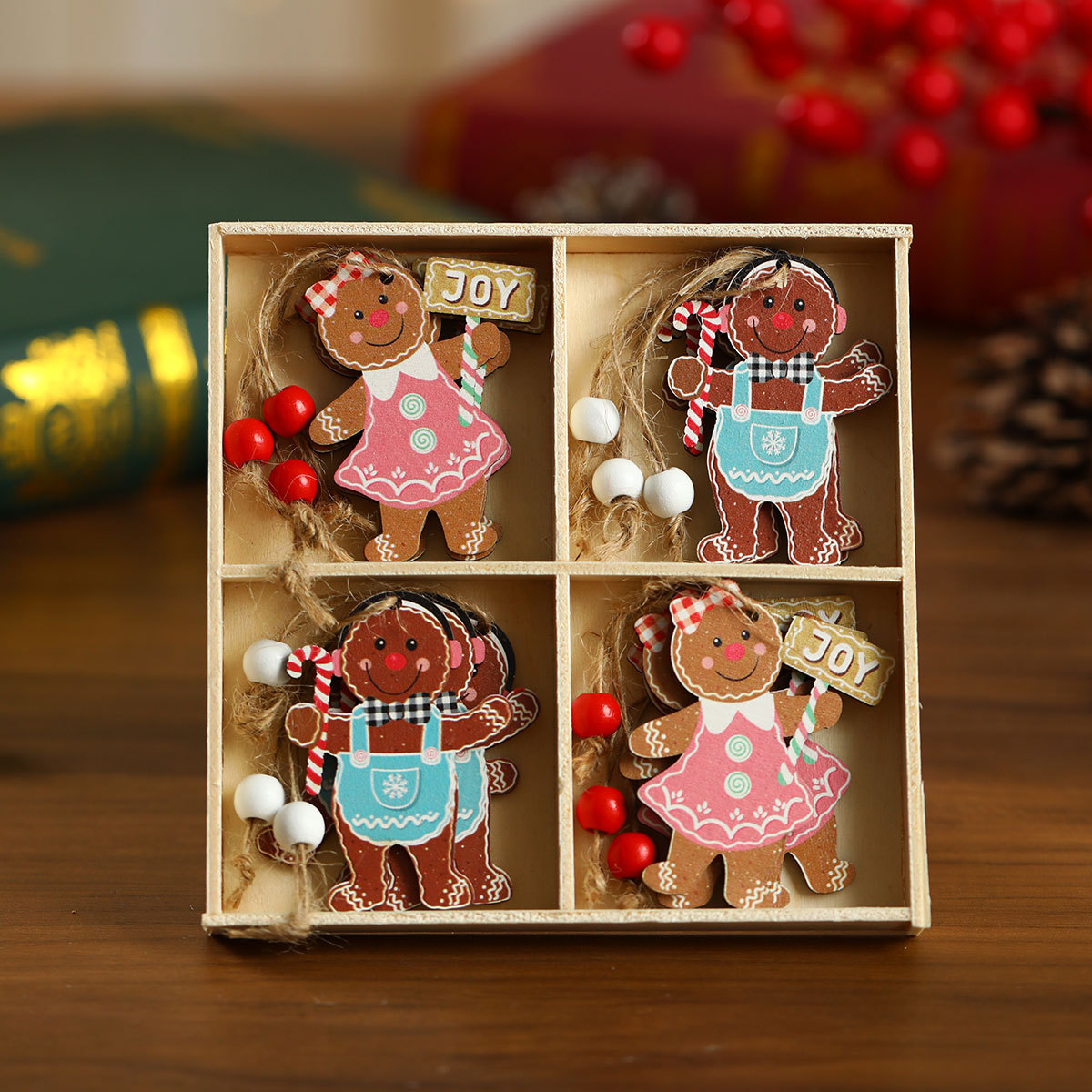 Picture of New 12 Pack Faceless Old Man Christmas Wooden Pendant Boxed Christmas Tree Small Hangers Christmas Decorations
