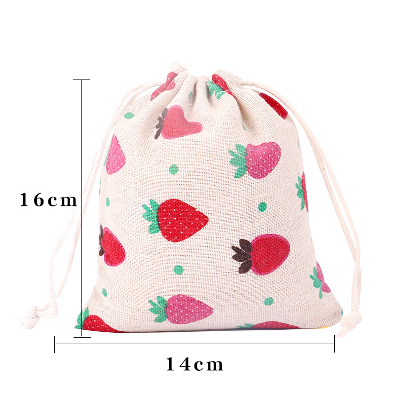 Picture of Printed cotton drawstring bag small bag home travel sundries storage bag Christmas gift packaging bag in stock
