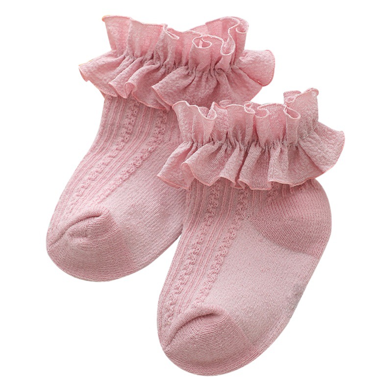 Girls socks spring and autumn 2022 Lolita children lace socks lace baby baby Princess socks solid color INS style