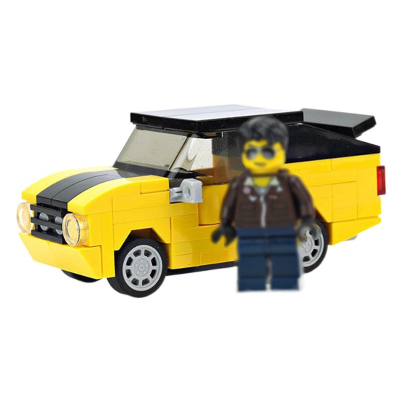 MOC building blocks compatible with Lego small particles puzzle assembling building blocks toy 15979 yellow classic car