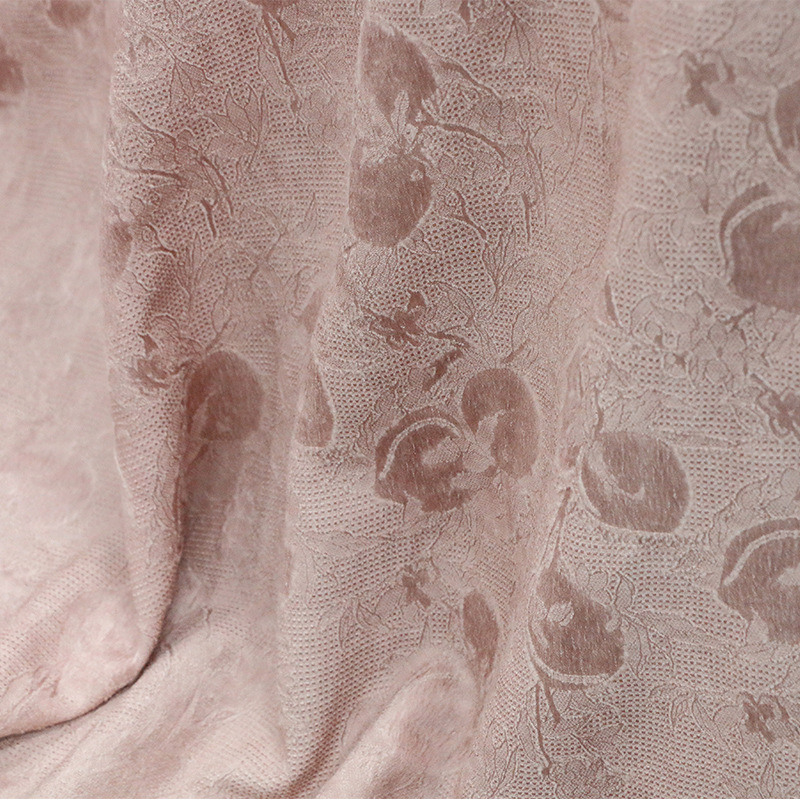 Distressed Artistic Wind Silk Sticky Wool Blended Jacquard Silk Dirty Dyed Peach Silk Fabric Niche Design Clothing Fabric