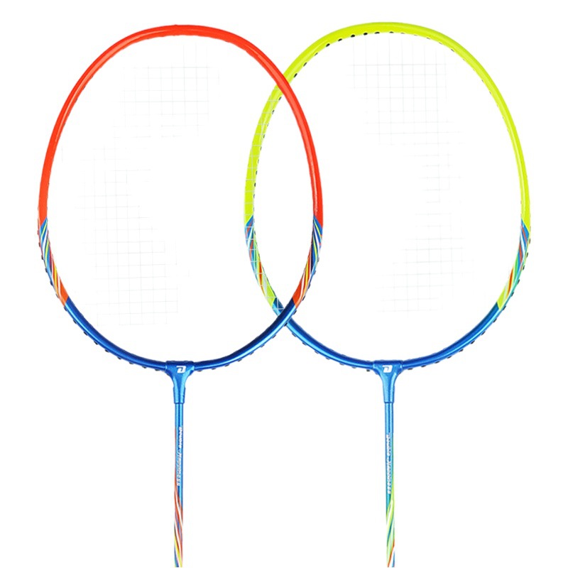 Red Double Happiness Badminton Racket Double Beat Durable Children's Iron Aluminum Alloy Carbon Ultra Light Adult Beat Single Beat Set