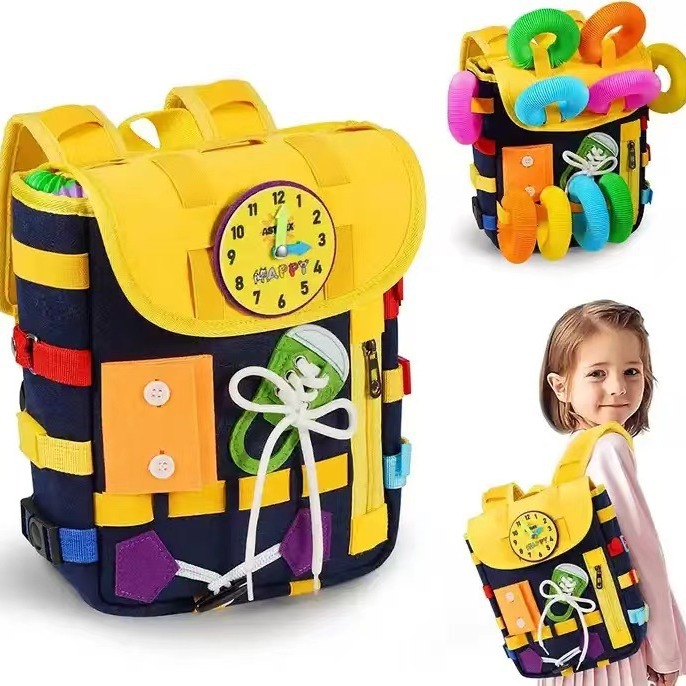 New Amazon popular Monterey felt schoolbag felt learning board DIY plush backpack children's bag toy