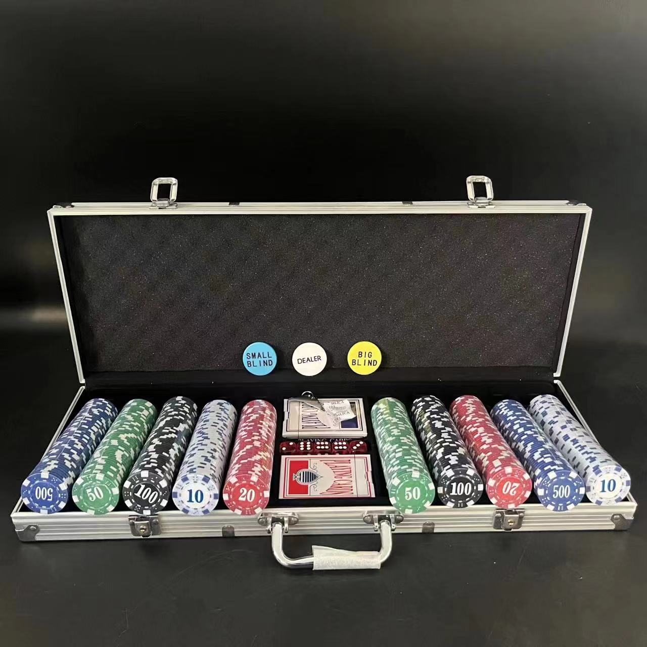 Picture of Sample available] Yiqian can send Texas poker aluminum box suit 100/200/300/500 chips suit
