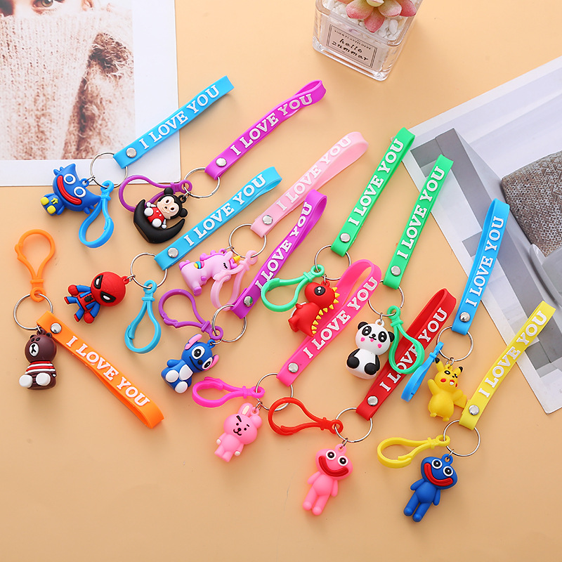 Cartoon key chain PVC soft three-dimensional key chain creative gifts silicone car pendant key chain wholesale