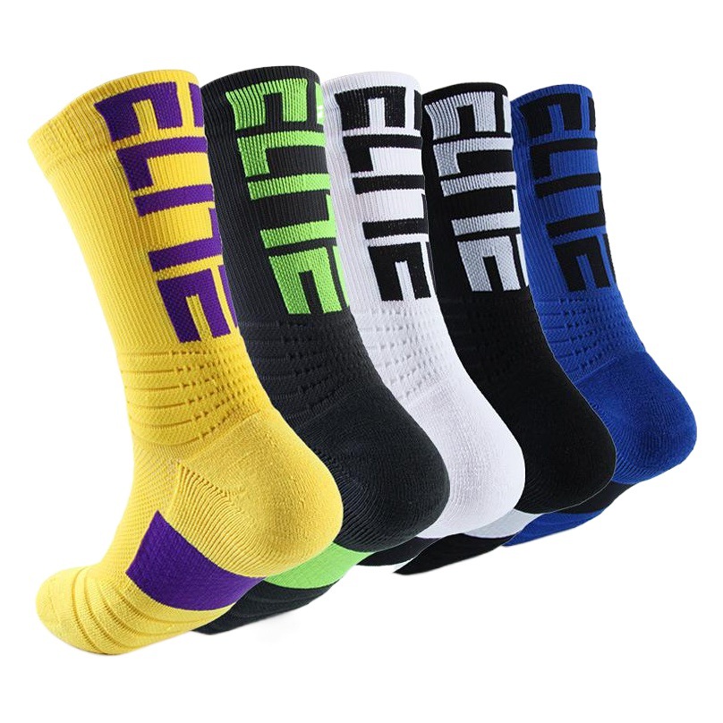 Men's Elite Socks Basketball Socks Elite Letter-Breaking Terry Thickeneded Non-Slip Sports Socks Trendy Socks