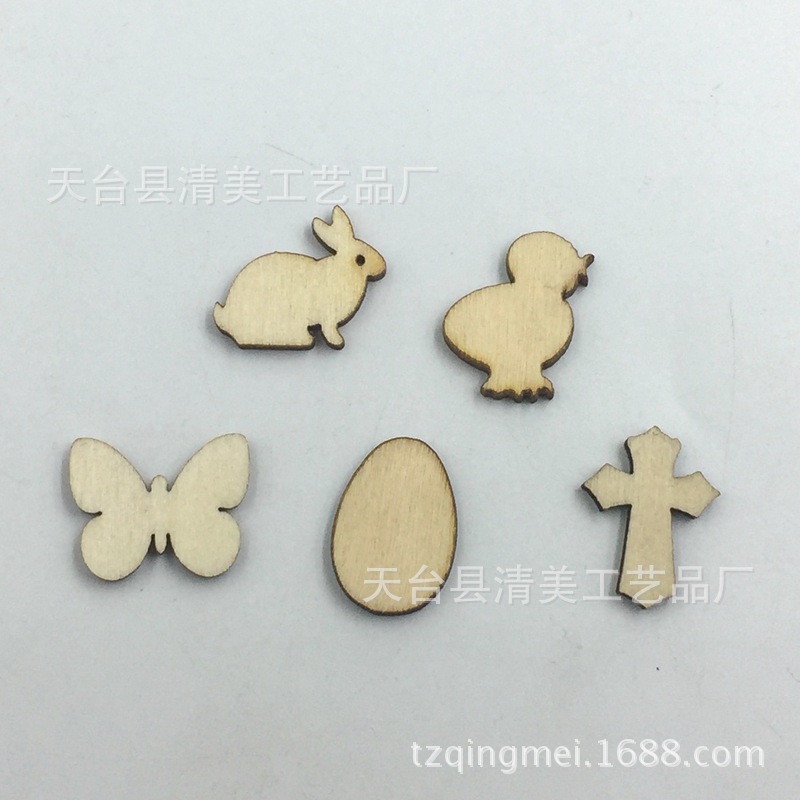 In-Stock Small Batch of Snowflakes, Rabbits, Butterflies, and Various Simple Christmas Decoration Wooden Pieces Mixed Pack