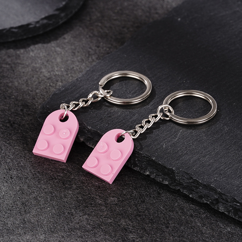 2023 building blocks two-flap interesting rectangular left and right Love suit tag keychain pendant fashion couple Fashion