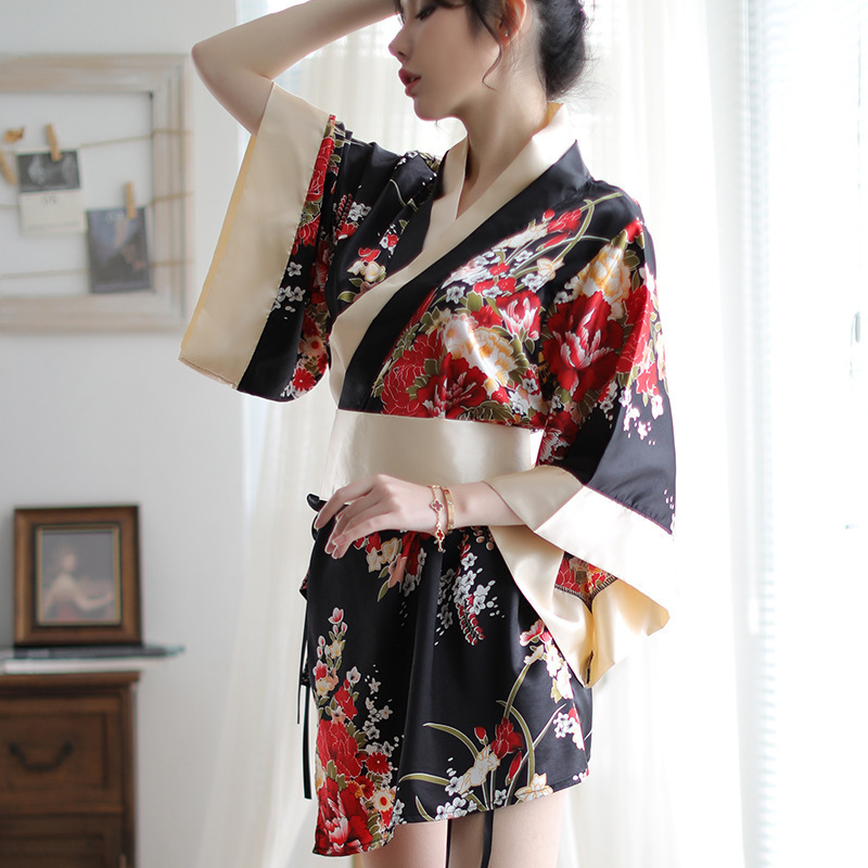 Japanese kimono extreme temptation erotic fun lingerie cosplay passion bow thin belt uniform set summer