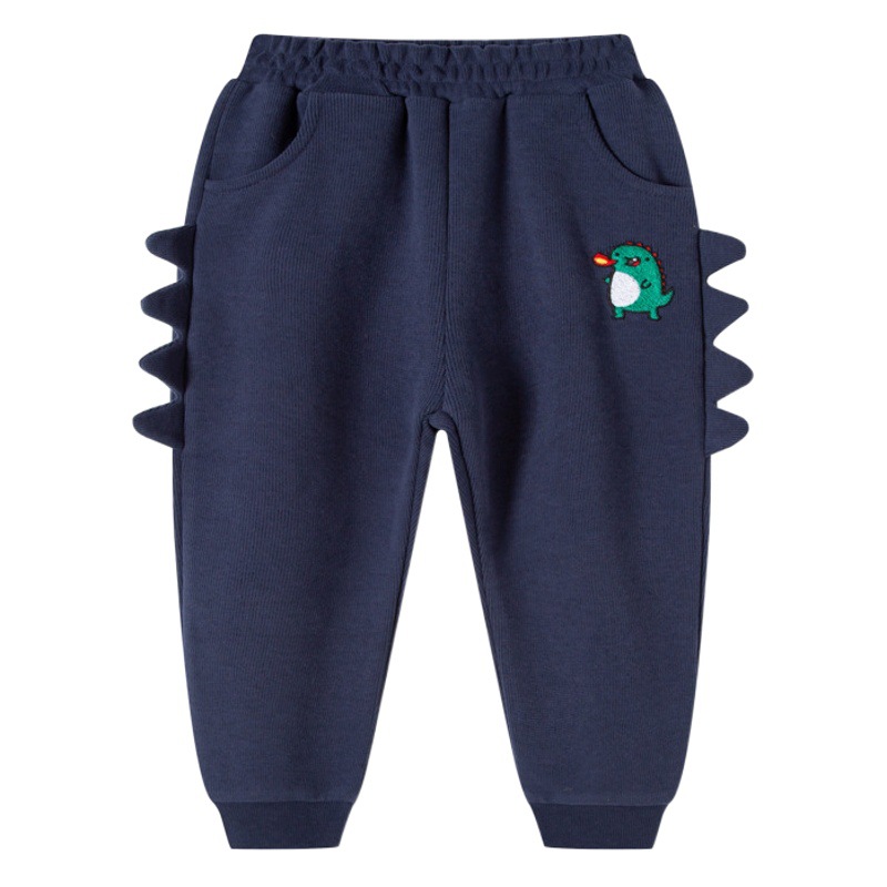 2025 Autumn New Children's Trousers Boys' Three-Dimensional Dinosaur Print Knitted Sports Pants Baby Children's Pants Guard Pants