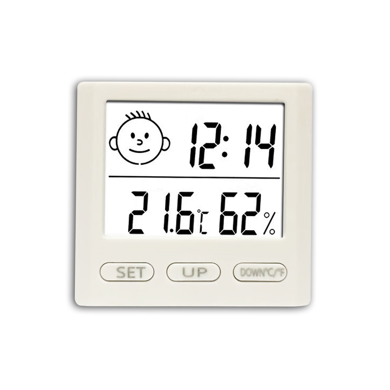 Picture of New Multifunctional Temperature and Humidity Meter Large Screen Display Smiley Face Comfort Display Children's Home Indoor Thermometer Alarm Clock