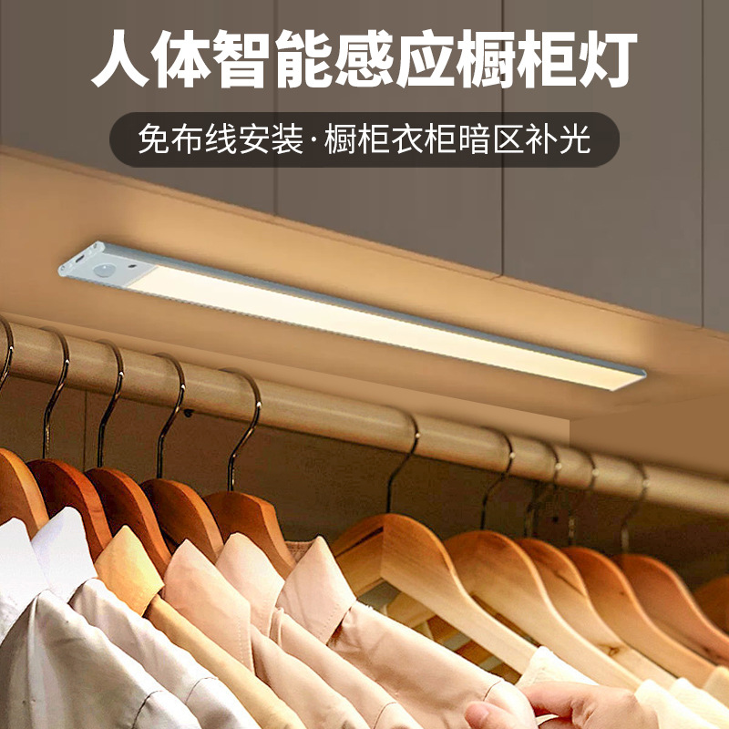 Amazon Smart Human Body Sensor Lamp Magnetic Suction Wiring-Free Charging Night Light Wardrobe Cabinet Led Light Strip Light Strip