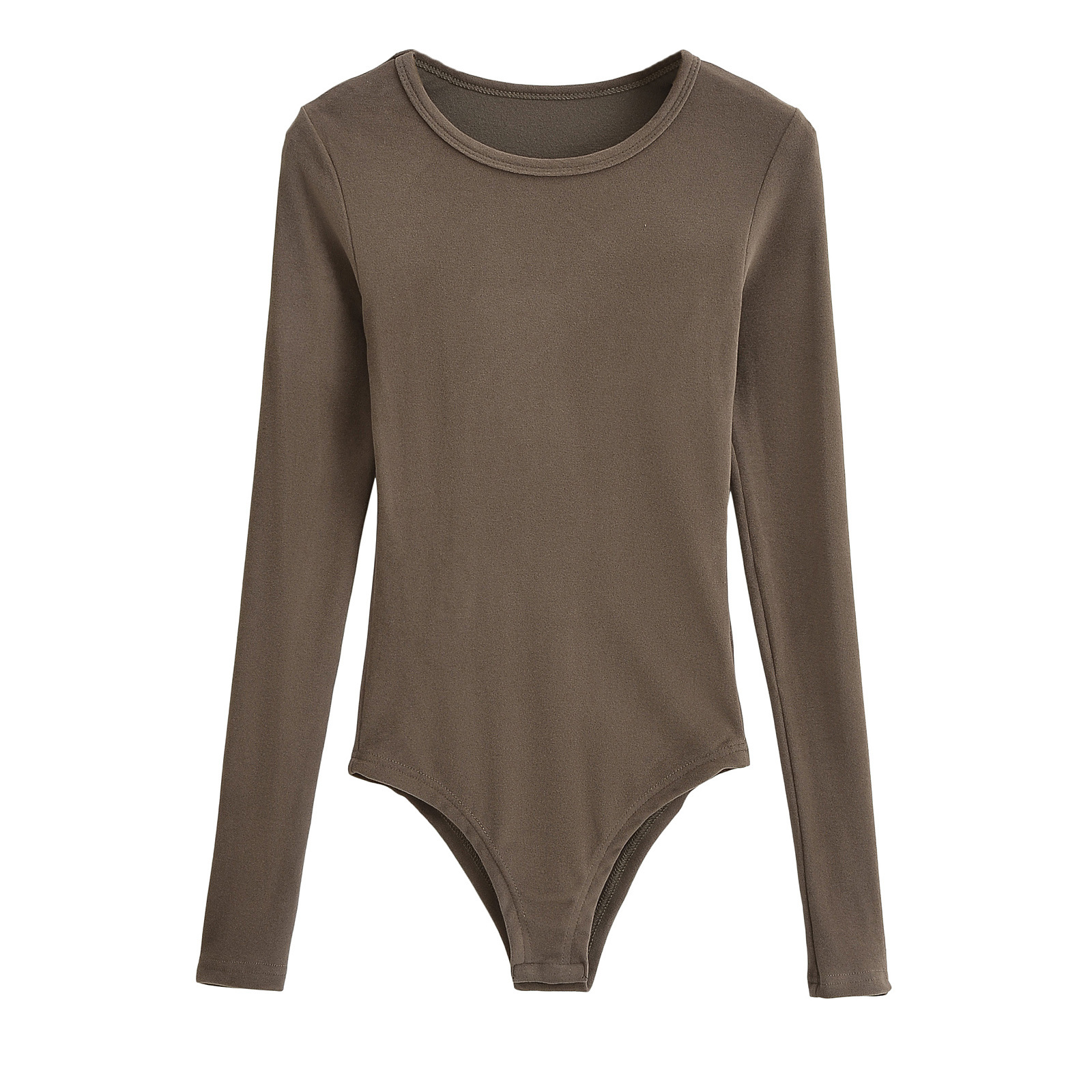 Picture of European and American hot girl style INS round neck Sexy Slim-fit brushed long-sleeved bottoming T-shirt women's solid color stretch tight jumpsuit