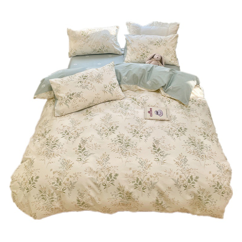 Picture of 2025 New Spring & Fall 60 Small Floral Cotton Four-Piece Set Ins Style Pure Cotton Dormitory Bed Bed Sheets Quilt Cover Three-Piece Set