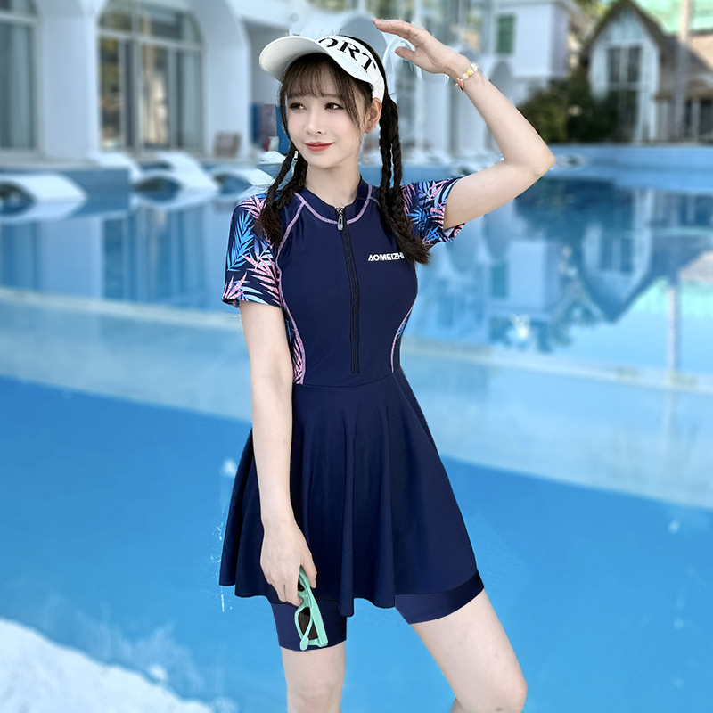 Picture of Swimsuit for Women 2025 New Slim and Conservative Student Swimming Pool Special Training Vacation Split Swimsuit Quick-Drying