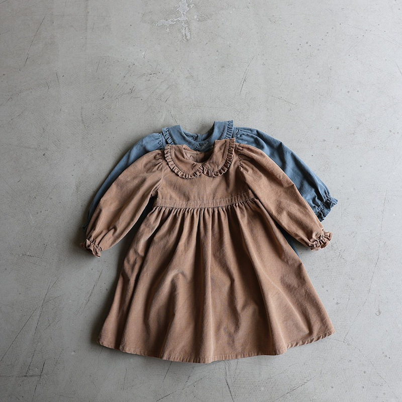 Korean Style Spring and Autumn dress Girl Fashionable Japanese Style Long Sleeve Corduroy Dress Baby Stylish Princess Dress