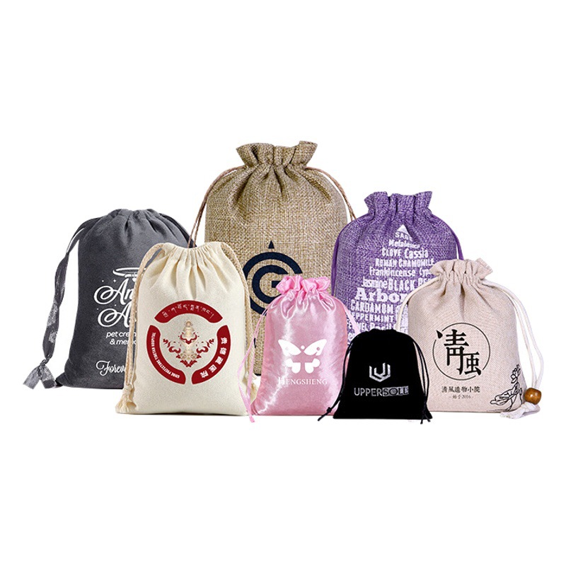 Flannel linen drawstring bag jewelry rice canvas storage bag cotton linen drawstring bag wholesale