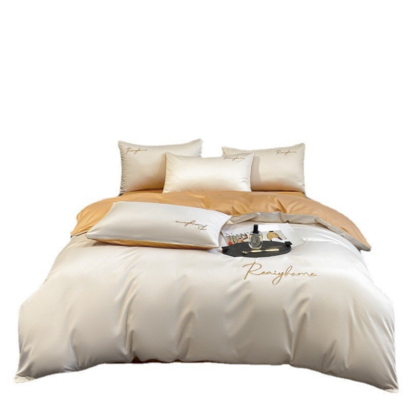 Picture of 60 Xinjiang long-staple cotton four-piece cotton bed sheet bed hat light luxury embroidery dormitory three-piece cotton bedding s