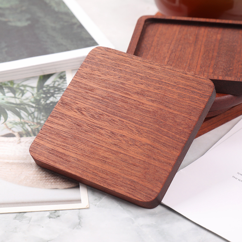 Picture of Creative Wooden Coaster Logo Engraved Fixed Wooden Tea Tray Cup Holder Tea Mat Wooden Tea Holder Japanese Heat Insulation Mat