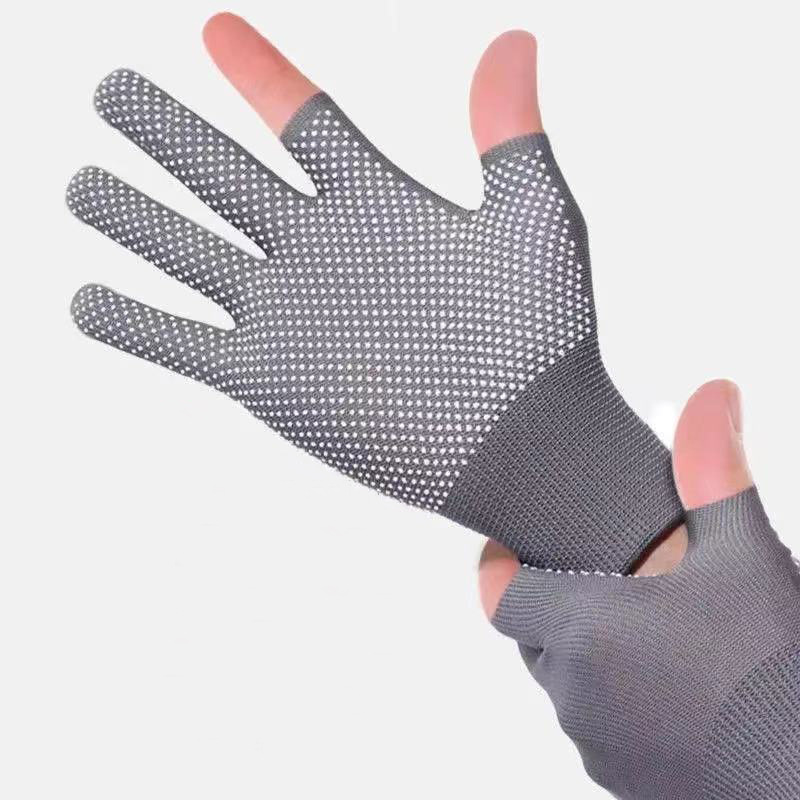Gloves for Women, Summer Sun Protection, Tea Picking, Labor Protection, Dispensing, Non-Slip, Cycling, Outdoor Men's Leaky Two-Finger Split-Finger Touch Screen Thin Gloves