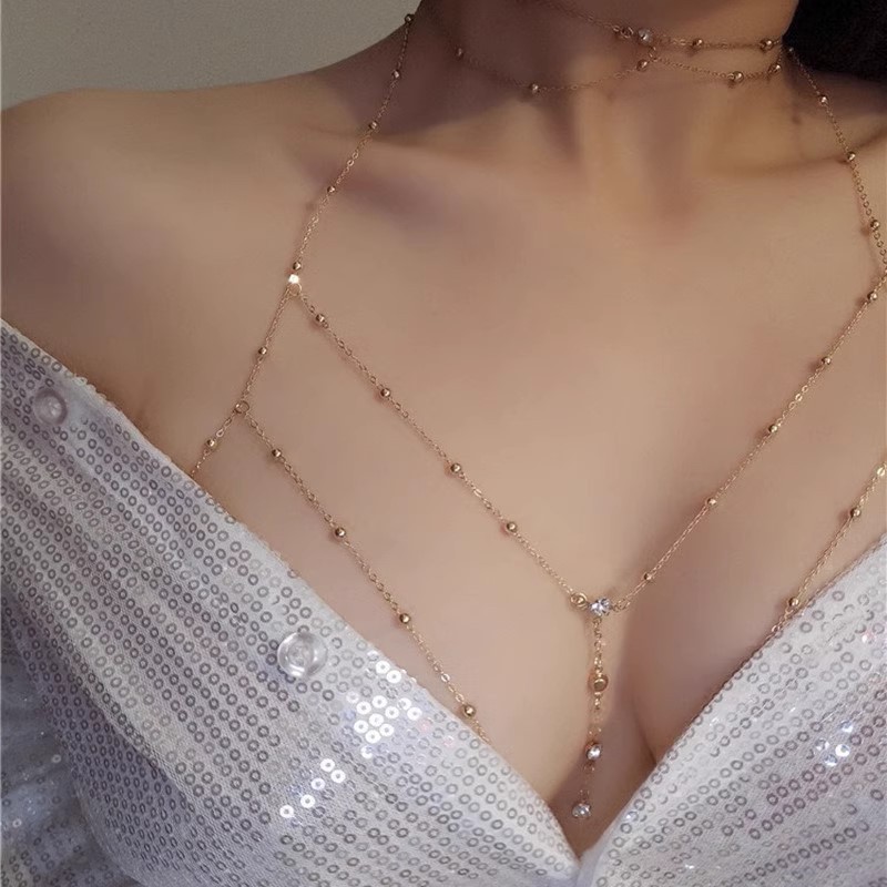 Breast chain body chain European and American body chain sexy bikini bikini three-dimensional back chain halter accessories
